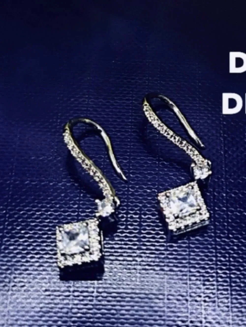Princess Cut Clear White 2 Ct. Diamond Earrings on 925 Silver